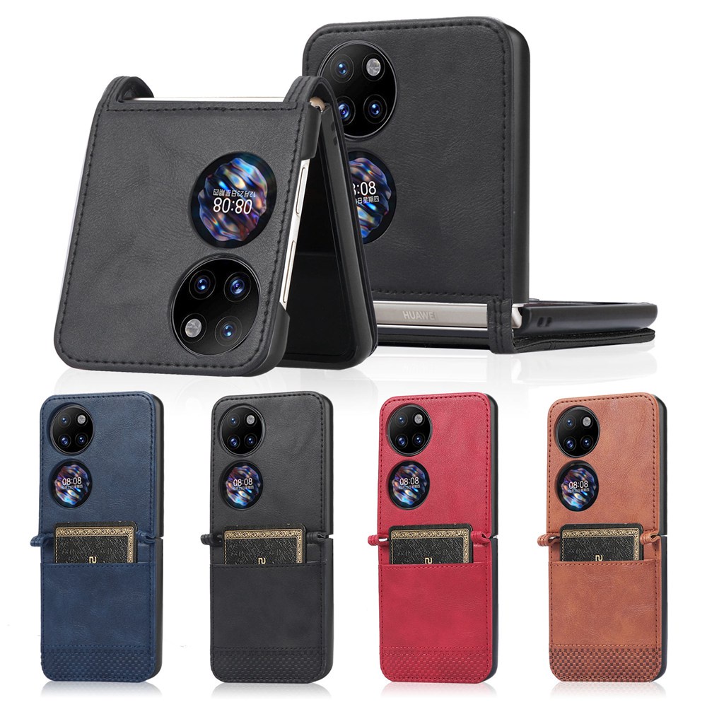 เคสหนัง-pu-ฝาพับแม่เหล็ก-พร้อมช่องใส่บัตร-สไตล์วินเทจ-สําหรับ-huawei-p50-pocket-bal-al00
