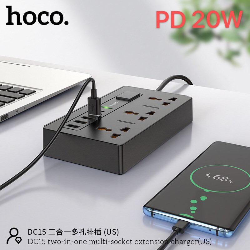 Hoco DC15 2in1 Multi-Socket Charger QC 3.0 PD 20W - รางปลั๊กไฟ ปลั๊ก ...