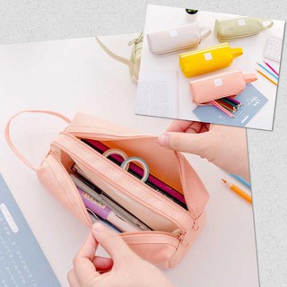 กระเป๋าดินสอ ผ้าแคนวาส มีหูหิ้ว 2 ซิป กล่องดินสอ กระเป๋าใส่เครื่องเขียน กระเป๋าน่ารัก เกรดพรีเมี่ยม สไตล์เกาหลี