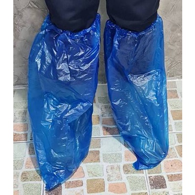 พร้อมส่ง-ถุงคลุมเท้า-pe-leg-cover-ป้องกันน้ำ-ป้องกันเชื้อโรคแบบยาว-สีฟ้า