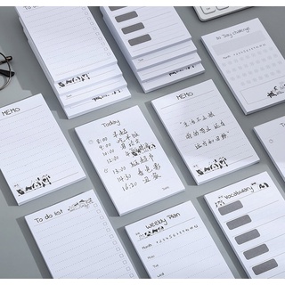 [MR2005] กระดาษโน๊ต ไม่มีกาว ตูนขาวดำ Planner 50แผ่น ขนาด8x12ซม. วางแผนงาน คุณภาพอย่างดี Sticky Note Memo