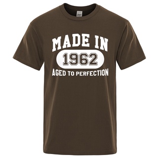เสื้อผ้าผชเสื้อยืด ผ้าฝ้าย 100% ระบายอากาศ ทรงหลวม ลาย Made In 1962 Aged To Perfection สไตล์ฮิปฮอป ฮาราจูกุ คุณภาพสูง สํ