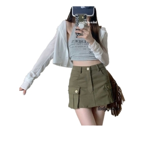 โปรโมชั่น : LADY_JEANAS 2196ใส่โค้ด LADYJS6 ลด 30.-กระโปรงกางเกงสั้น ทรงคาร์โก้ Y2K กระเป๋าเยอะ แนวแคมป์ ผ้ายืด ผู้หญิง สีข