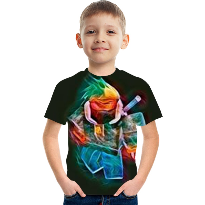 เสื้อยืดแขนสั้น-คอกลม-พิมพ์ลายการ์ตูน-roblox-แฟชั่นฤดูร้อน-สําหรับเด็ก