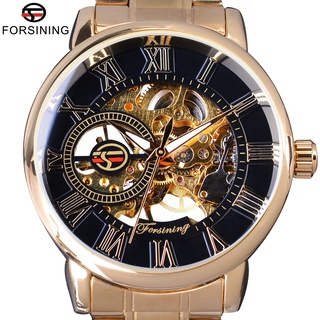 Forsining Fashion Wearing Retro Design Mechanical Skeleton Watch Steampunk Design Transparent Mens Watch Top Brand Luxur