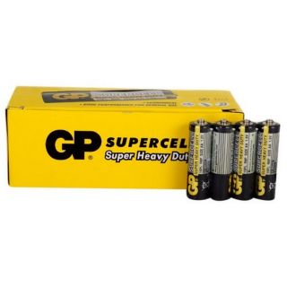 GP Supercell ถ่านไฟฉาย คาร์บอนซิงค์ ขนาด AA รุ่นสีดำคาดทอง (40 ก้อน/กล่องสีเหลือง)