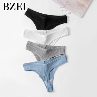 Bzel กางเกงชั้นในจีสตริง ผ้าฝ้ายแท้ ไร้รอยต่อ ระบายอากาศ สีพื้น ใส่สบาย เซ็กซี่ สําหรับผู้หญิง