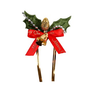 โบว์คริสต์มาส โบว์ผูกของขวัญปีใหม่ แบบ A ระฆังคริสต์มาส DIY Christmas Bow &amp; Bell จำนวน 2 ชิ้น (รหัส Bakery-0129)