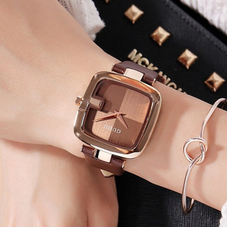ภาพหน้าปกสินค้าGUOU8190 Luxury Brand Women\'s Watch Lady Quartz Watches  Watch Rose Gold Leather Strap Square Simple Clock Hours 8190 ที่เกี่ยวข้อง