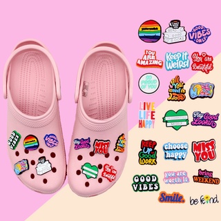 Jibbitz แฟชั่น วลีที่สร้างแรงบันดาลใจ shoe charms Crocs diy ถอดได้ หัวเข็มขัดรองเท้าของขวัญคริสต์มาสสำหรับเด็กผู้ชายและเด็ก pvc accessories