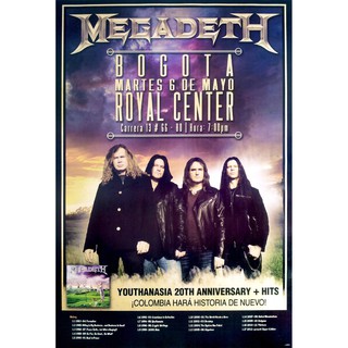 โปสเตอร์ คอนเสิร์ต วง ดนตรี เฮฟวีเมทัล Megadeth bogota martes 6 de mayo 2014 POSTER 24”x35” American Heavy Metal Band