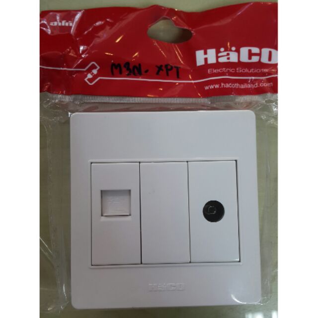 haco-m3n-xpt-เต้ารับโทรศัพท์1ช่อง-เต้ารับทีวี1ช่อง