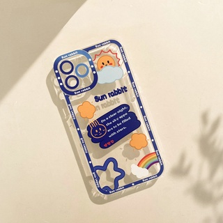 เคสโทรศัพท์มือถือแบบนิ่ม กันรอยเลนส์กล้อง ลายกระต่าย สีรุ้ง สําหรับ Samsung Galaxy A03 A22 A31 A32 A02 M02 A03S A02S A21S A20S A10S A11 M11 A12 M12 A52 A52S A72 A51 A71 A50 A50S A30S A20 A30 A10 4G