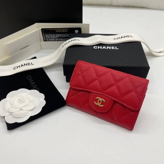 Chanel Card Holder Original Grade Size11cm หนังแท้ขึ้นลายคาเวียร์สวยมากแบบต้นฉบับเลยค่ะ ถ่ายจากสินค้าจริงค่ะ