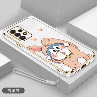 เคสโทรศัพท์มือถือ ยางนิ่ม กันรอยกล้อง ลายการ์ตูนโดราเอมอน กระต่าย แฟชั่นหรูหรา สําหรับ Samsung a32 A52 A72 4G A21S A20S A02S A10S A11