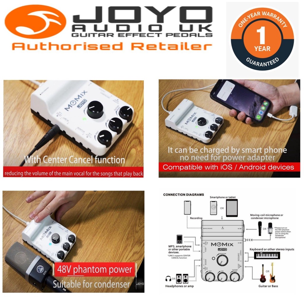 JOYO MOMIX Audio Interface สำหรับสมาร์ทโฟน อัดเสียงเครื่องดนตรีหรือไลฟ์ ...