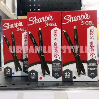 Sharpie ชาร์ปี้ ปากกาเจล แบบกด มีคลิปหนีบ Fine S-Gel Pen 0.5 mm ปากกาชาร์ปี้ ชุด 12 ด้าม ( สีดำ / สีแดง / สีน้ำเงิน )
