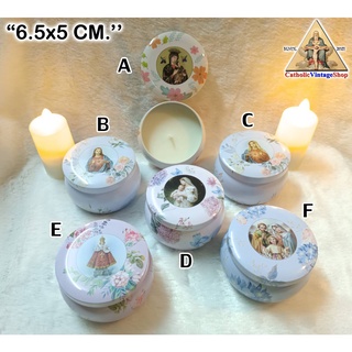 Candle กระปุก เทียน กระปุกเทียนรูปพระ ศาสนาคริสต์ คาทอลิก  เทียนสวด เทียนภาวนา Catholic