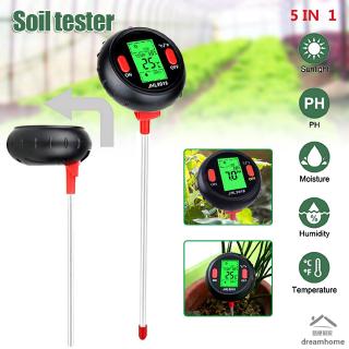 5 in 1 Soil Test Meter Digital Soil Moisture PH Temperature Light Tester LCD for Garden Lawn