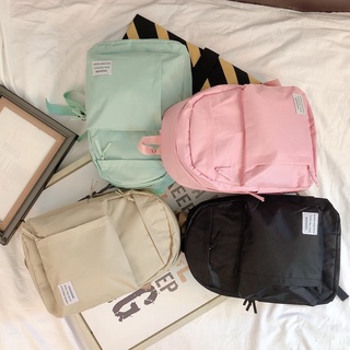 สินค้า KOREA(KR955) -L3 กระเป๋าเป้แฟชั่นสีพื้นช่องเยอะสุดน่ารัก