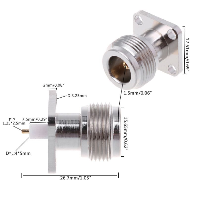 ภาพสินค้าN-KFD-5 N แจ็คแผงเมาท์ RF Coax Connector บัดกรีชุบนิกเกิล จากร้าน btsgo.th บน Shopee ภาพที่ 4