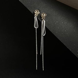 925 silver needle simple geometric sparkling earrings Japanese and Korean style earrings design rope tassel earrings for