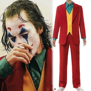 ใหม่ ชุดคอสเพลย์ตัวตลก Joker ภาพยนตร์ Arthur Fleck ฮาโลวีน สําหรับผู้ชาย 4 ชิ้น