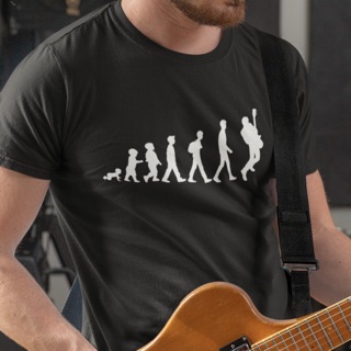 เสื้อยืด แฟชั่นชาย BearOgraphY GUITAR Player Unisex Graphic T Shirt 100% Cotton เสื้อยืดสกรีน ลายมือกีตาร์ สีดำ