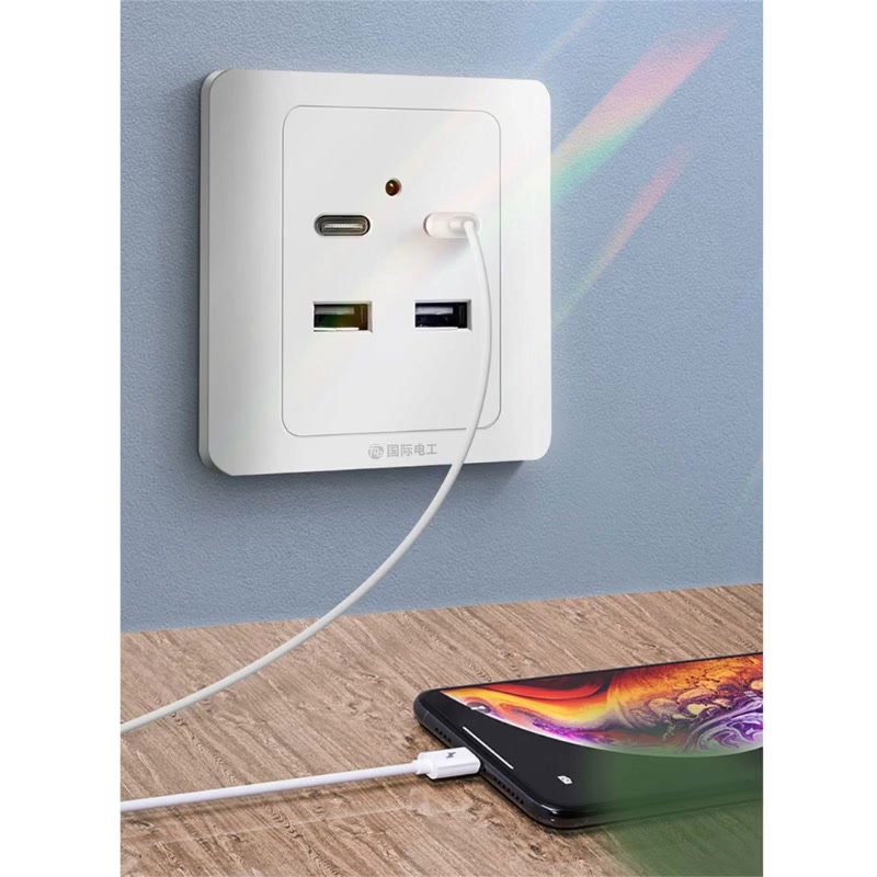 เต้าเสียบชาร์จ-usb-typec-18w-220v-สําหรับติดผนัง