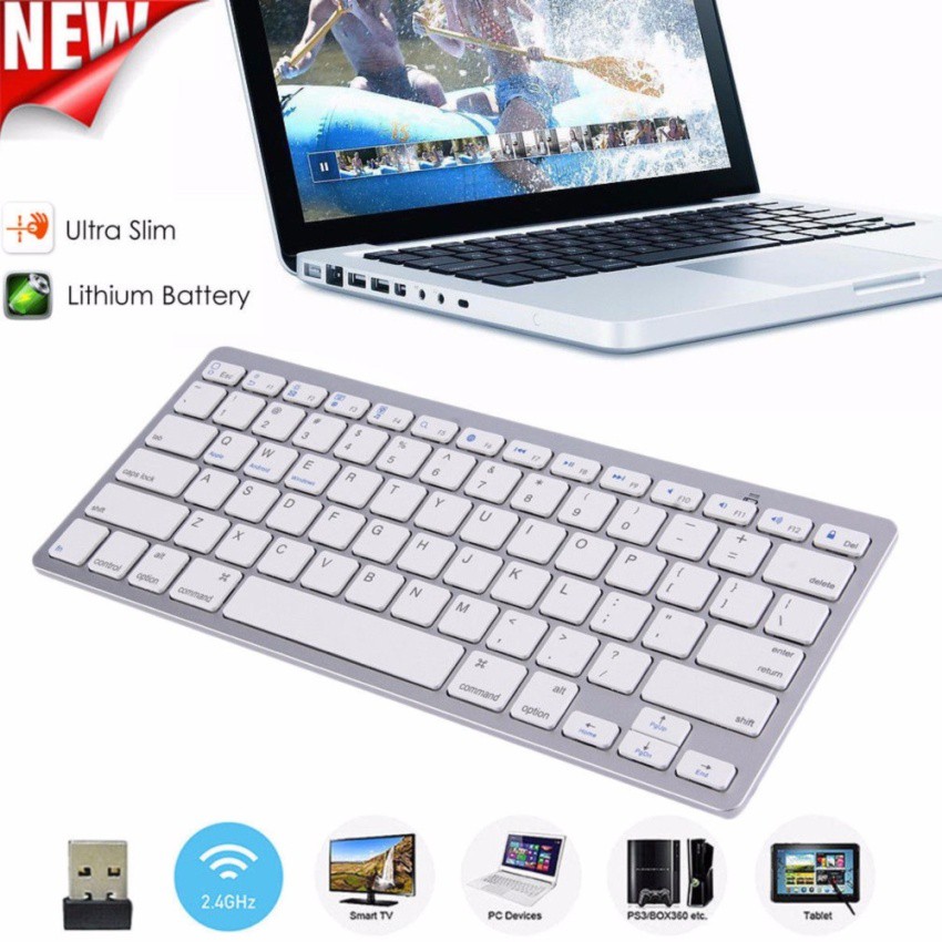 (สีขาว) คีย์บอร์ดไร้สาย แป้นภาษาไทย-อังกฤษ Wireless Keyboard TH-EN ...