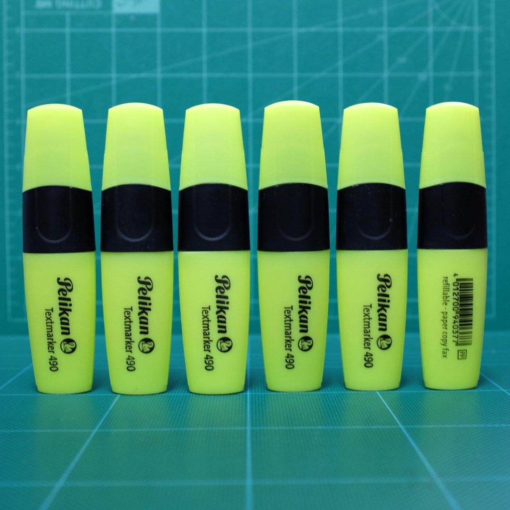 ปากกาเน้นข้อความ-ไฮไลท์-สะท้อนแสง-พีลีแกน-pelikan-textmarker-490-สีเหลือง-1ชุด-6ด้าม