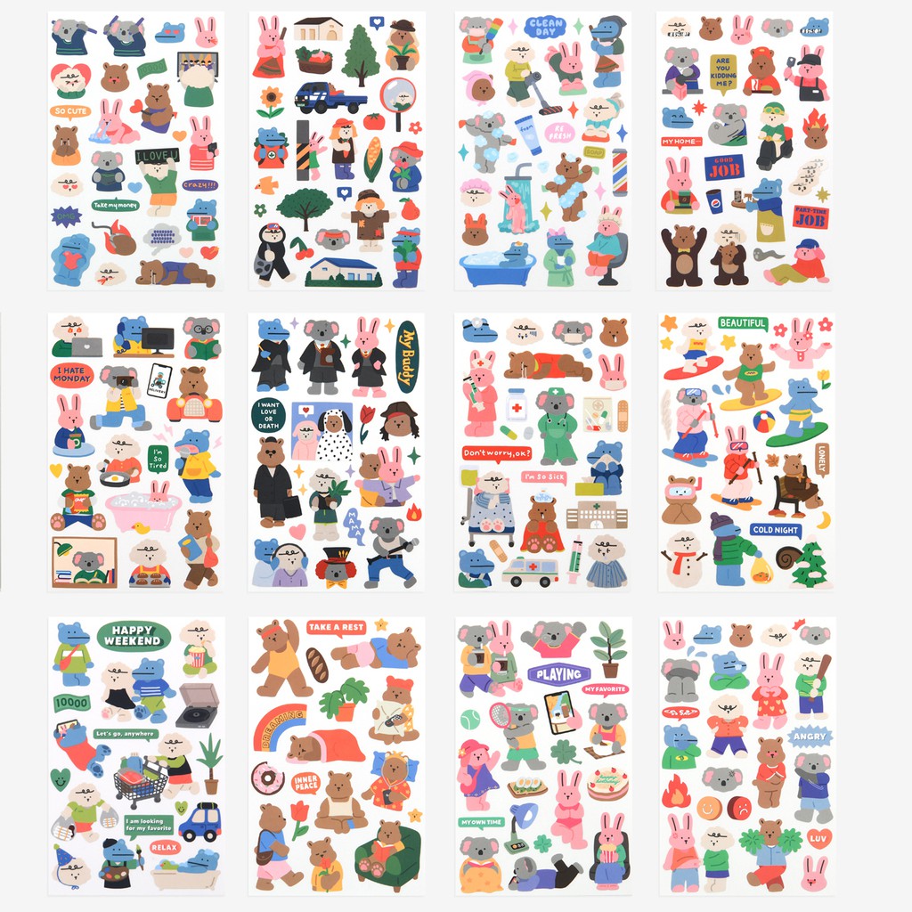 My Buddy Sticker ลาย 17-24 สติ๊กเกอร์สัตว์น้อยแสนน่ารัก จาก Dailylike ...