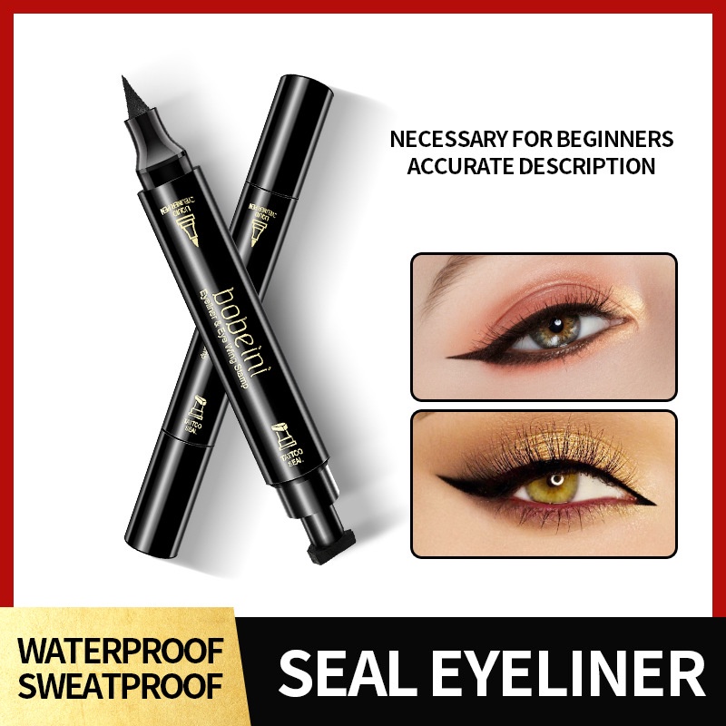 ภาพหน้าปกสินค้าDouble-ended stamp eyeliner Water proof sweatproof quick dry non-smudge triangle eyeliner pencils