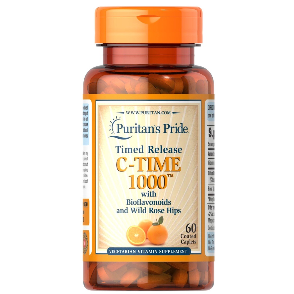 puritan-s-pride-vitamin-c-1000-mg-bioflavonoids-rose-hips-timed-release-60-capsule-วิตามินซี