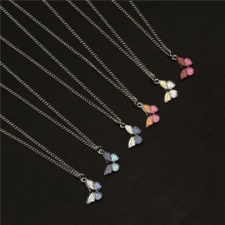Korea INS Retro Oil Drop Painted Diamond Butterfly Necklace