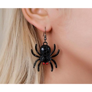 พร้อมส่ง *1คู่ (2ข้าง)ต่างหูแมงมุม ต่างหูฮาโลวีน black spider earrings for haloween
