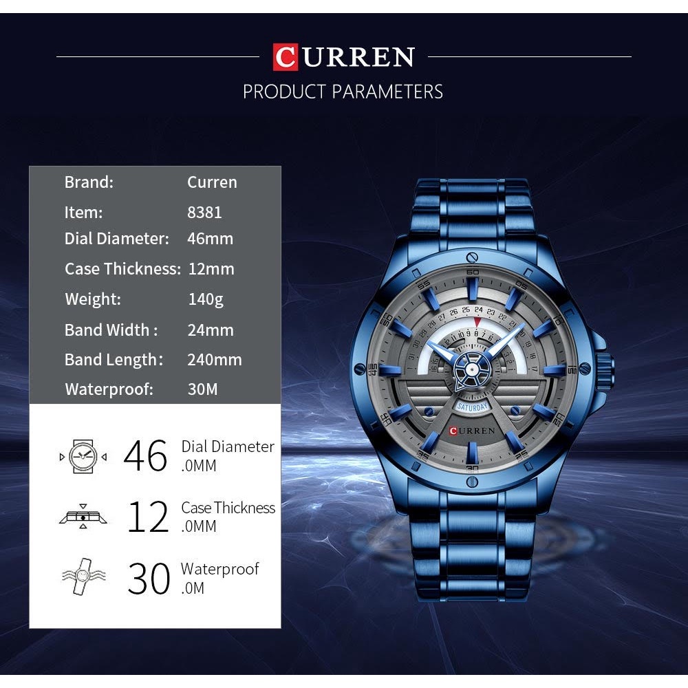 แท้-ส่งจากไทย-curren-8381-นาฬิกาข้อมือ-พร้อมกล่องหรู-อนาล็อก-quartz-คุณภาพเยี่ยมยอด