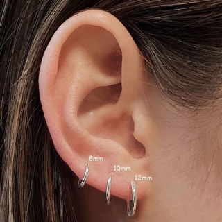 ต่างหูห่วงเงินแท้ hoop earrings 92.5% เงินแท้ ต่างหู ต่างหูห่วง ต่างหูเงินแท้ (หลอด 1.2 มิลลิเมตร)