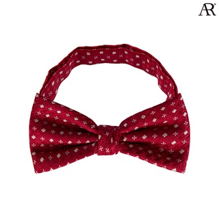 ANGELINO RUFOLO Bow Tie ผ้าไหมทออิตาลี่คุณภาพเยี่ยม โบว์หูกระต่ายผู้ชาย ดีไซน์ Polka Dot สีแดง/เทาเข้ม