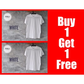 ออกใบกำกับภาษีได้ - White T-Shirt (ขาวล้วน) Buy 1 Get 1 Free ซื้อ 1 แถม 1 ผ้าคอทตอล100% **ไม่มีการเย็บตะเข็บข้างตัวเสื้อ**