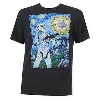 เสื้อยืดโอเวอร์ไซส์เสื้อยืดผ้าฝ้ายพิมพ์ลาย Star Wars Stormtrooper Starry NightS-5XL