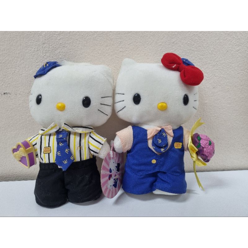 ตุ๊กตาคิตตี้-hello-kitty-amp-dear-daniel-mcdonaldsขายเป็นคู่-คิตตี้คู่รักชุดพนักงานแมค-คิตตี้แมคโดนัลด์คิตตี้มือสอง