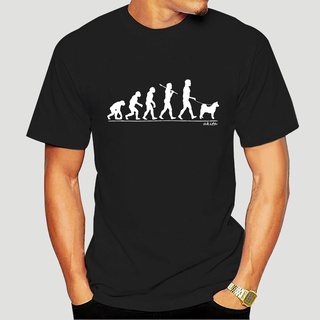 T-shirt  ขายดี เสื้อยืด พิมพ์ลาย Evolution Of Man American Akita Pet Dog -2705D HEehfd59EBbocl42 สไตล์คลาสสิก สําหรับผู้