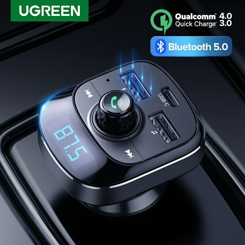 Ugreen FM Transmitter Car Bluetooth MP3 Handsfree PD 18W QC4.0 USB C