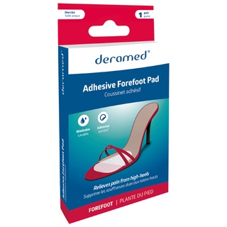 สินค้า Deramed Footcare แผ่นเจลรองฝ่าเท้าด้านหน้าสำหรับรองเท้าส้นสูง ทำจาก Medical Grade 100% โปร่งใสนุ่มสบายเท้า บรรเทาเจ็บ