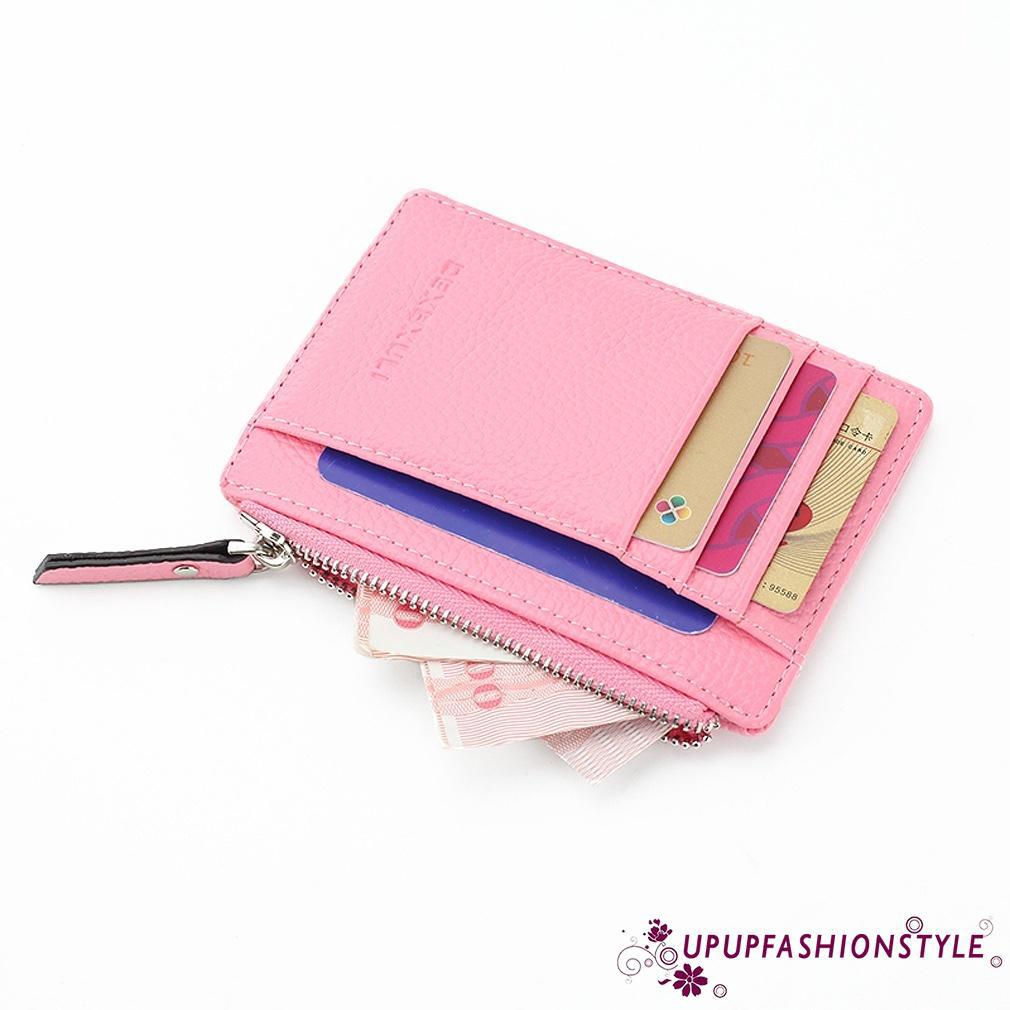 ภาพขนาดย่อของภาพหน้าปกสินค้าUnisex Pure Color Card Case Wallet Fashion Soft Leather Dirty Resistant Zipper Closure Purse จากร้าน upupfashionstyle.th บน Shopee ภาพที่ 7