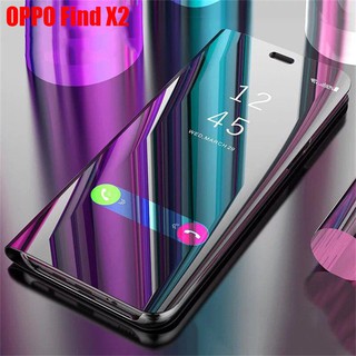 เคสมือถือ แบบฝาพับ ป้องกันรอย สำหรับ OPPO Find X2 Case Cover OPPO FindX2 Stand Mirror Hard Flip Leather Case