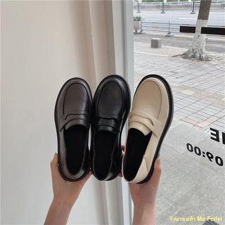ราคา👍Hot sale🔥# สไตล์อังกฤษjkรองเท้าหนังขนาดเล็กหญิงเกาหลีรุ่น2021รองเท้าไม่มีส้นแบนใหม่