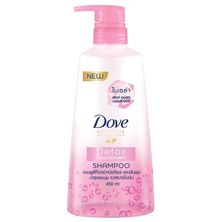 DOVE NUTRITIVE SOLUTIONS DETOX NOURISHMENT PINK SALT MOISTURE SHAMPOO 450ML.โดฟ แชมพูสระผม นูทริทีฟ โซลูชั่น ดีท็อกซ์ นอริชเม้นท์ พิงค์ ซอลท์ 450 มล.