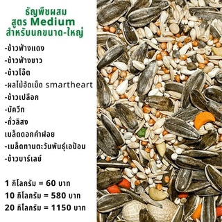 ธัญพืชรวม สูตร Medium อาหารนก สำหรับนกขนาดกลาง  *****แบ่งบรรจุ 1 kg 🔥พร้อมส่ง🔥